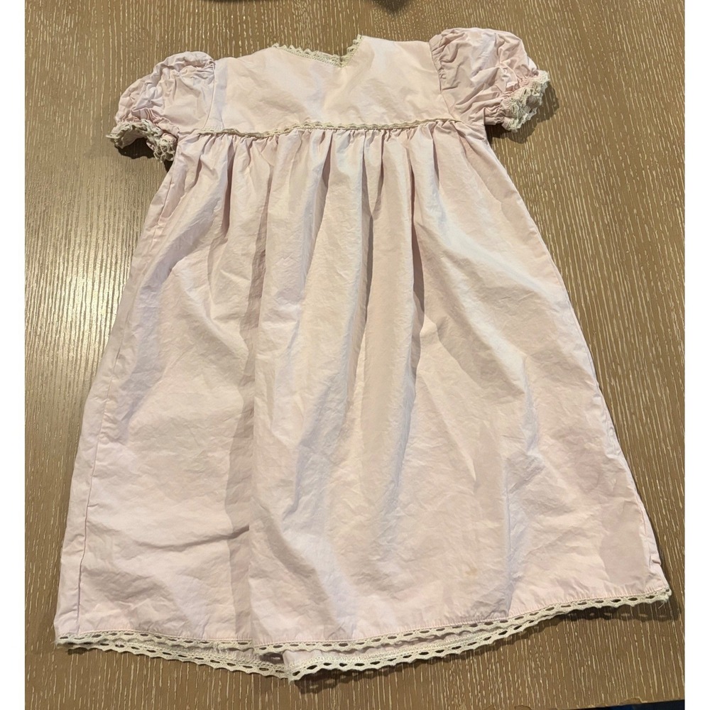 Barefoot Toddler Pink Dress 3T Lace Trim Cottagecore Prairie Vintage Style EUC